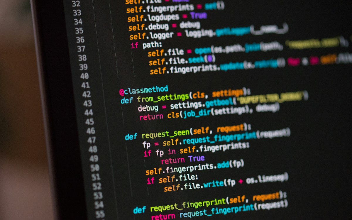 Lines of software code on a computer screen.